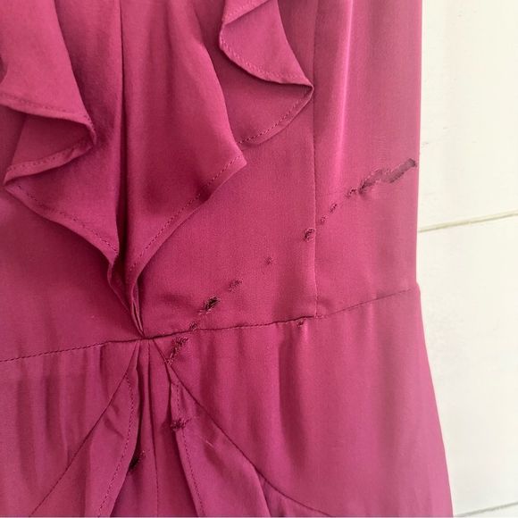 Parker Black Rosie Silk Maxi Ruffle Maroon Dress - Picture 12 of 13